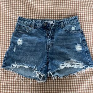 Denim Blue Distressed Women Shorts